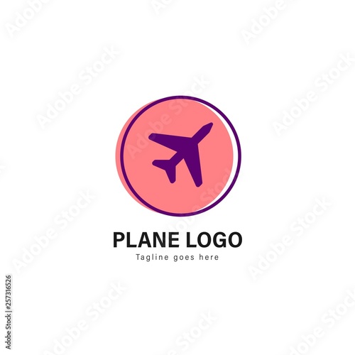 Plane logo template design. Plane logo with modern frame vector design