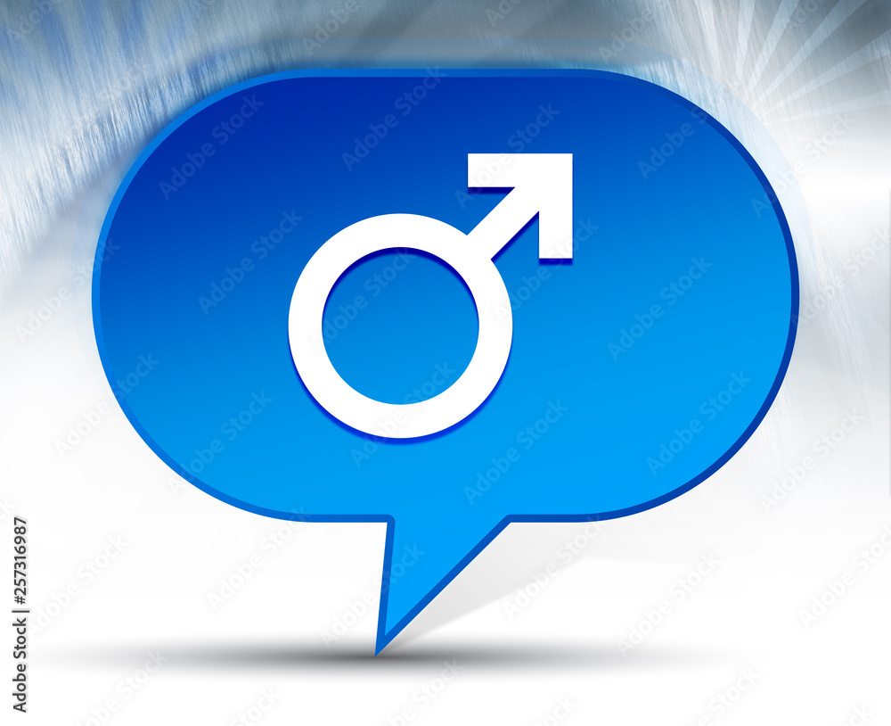 Male symbol icon blue bubble background Male symbol icon blue bubble background
