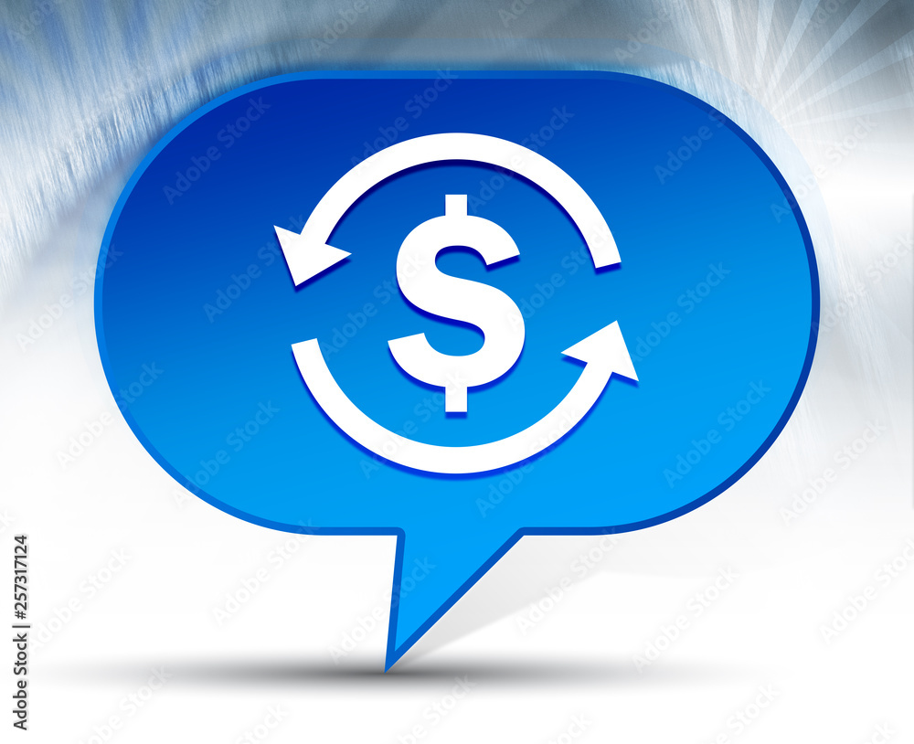 Money exchange dollar sign icon blue bubble background Money exchange dollar sign icon blue bubble background