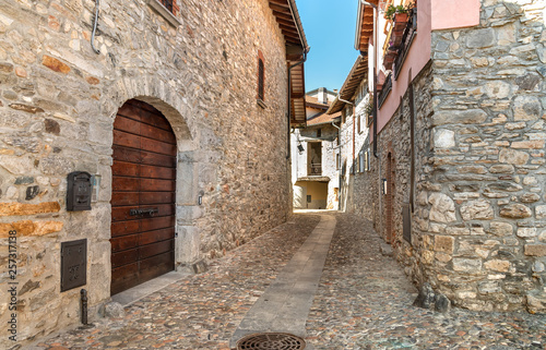 Fototapeta Naklejka Na Ścianę i Meble -  View of the small village Masciago Primo of Valcuvia with narrow streets and stone houses, located in the province of Varese, Lombardy, Italy