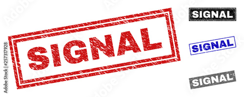 Wallpaper Mural Grunge SIGNAL rectangle stamp seals isolated on a white background. Rectangular seals with grunge texture in red, blue, black and grey colors. Torontodigital.ca