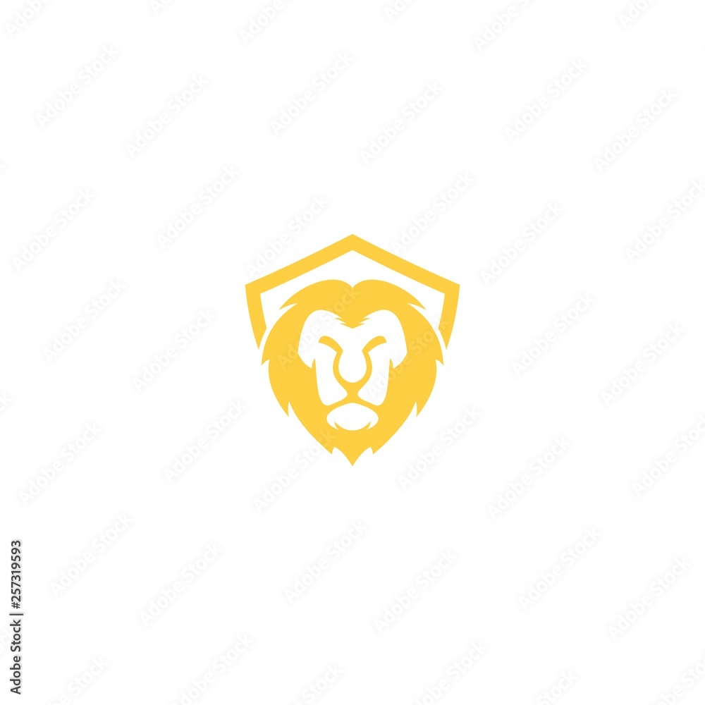 Obraz premium masculine lion head shield protection vector logo design