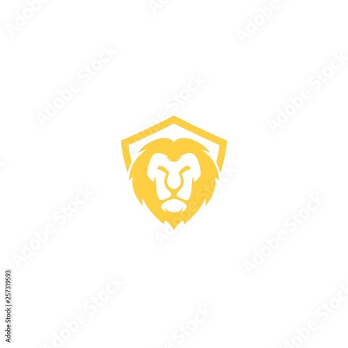 masculine lion head shield protection vector logo design