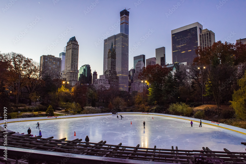 Obraz premium Central Park ice rink at sunrise