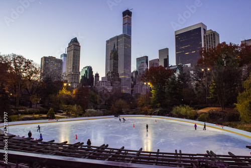 Central Park ice rink at sunrise