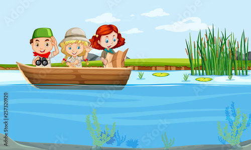 kids on a boat