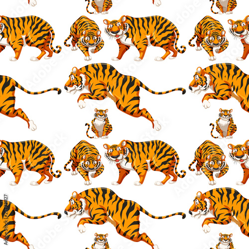 Seamless Multiple Tiger Background