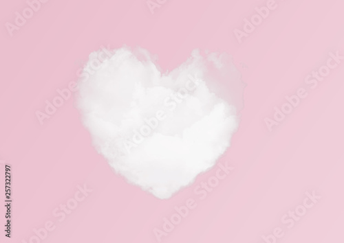 cloud white shaped heart on pink background