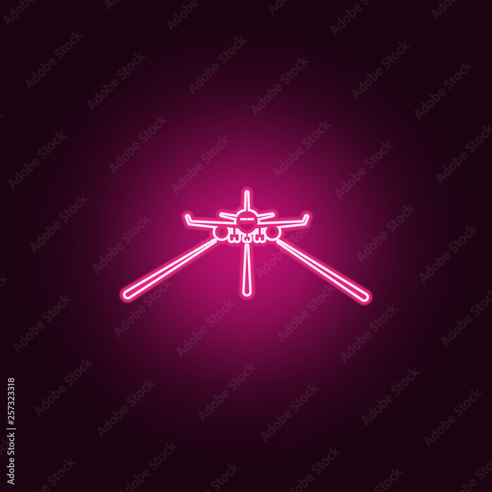 airplane on the landing site icon. Elements of Airport in neon style icons. Simple icon for websites, web design, mobile app, info graphics airplane on the landing site icon. Elements of Airport in neon style icons. Simple icon for websites, web design, mobile app, info graphics
