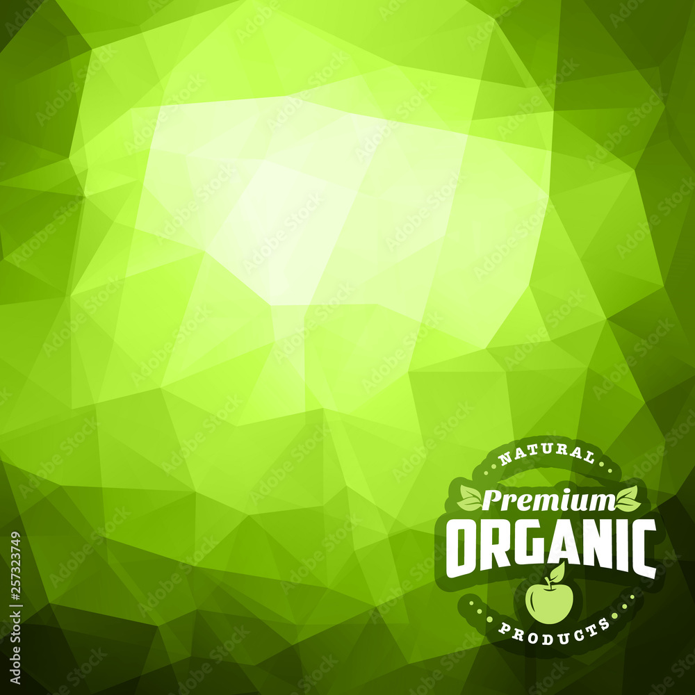Organic natural food logo green triangle pattern