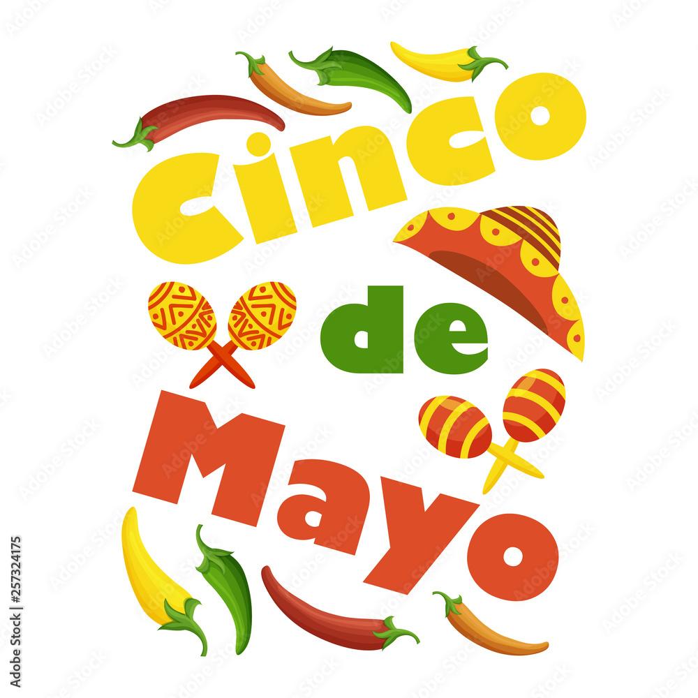 Cinco de Mayo colorful festive background with objects and symbols. Cinco de Mayo colorful festive background with objects and symbols.