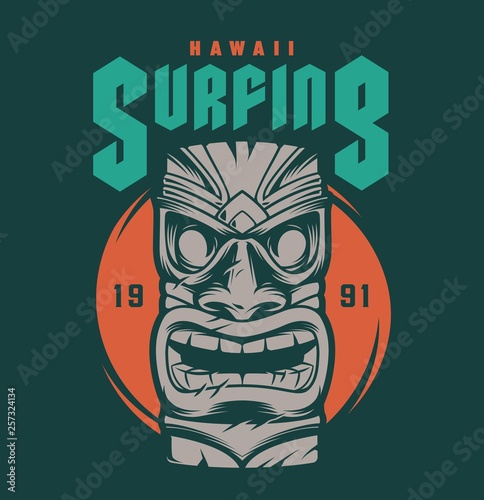 Vintage hawaii surfing print