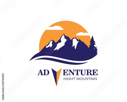 High Mountain icon Logo of adventure  Template