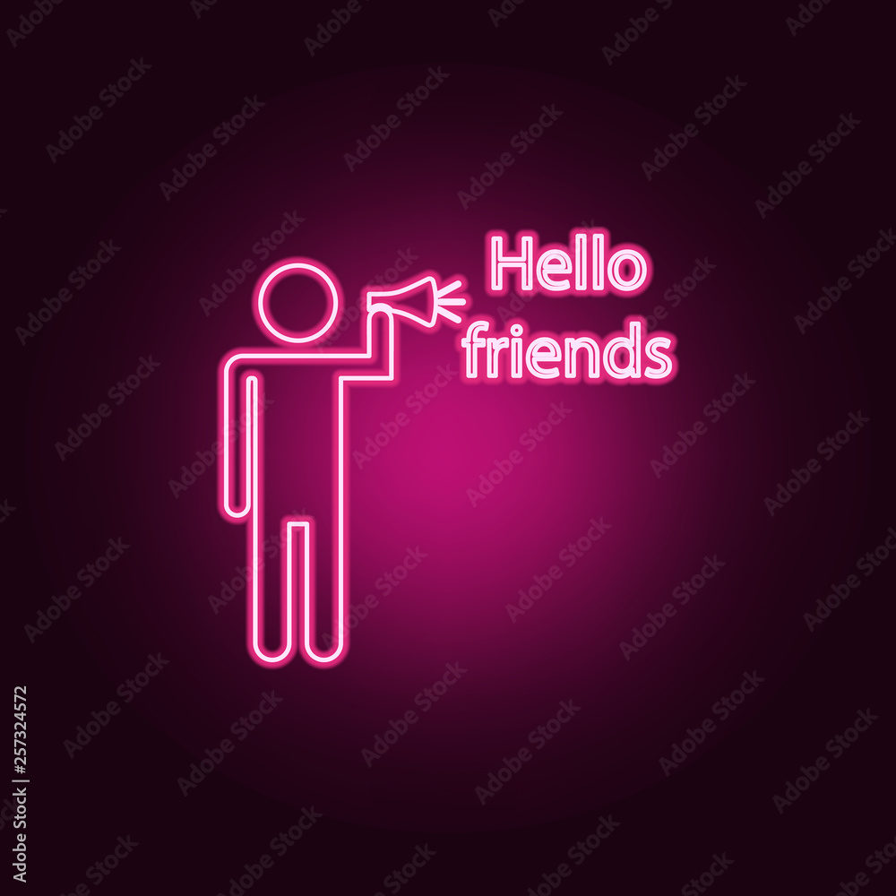 greet friends icon. Elements of Conversation and Friendship in neon style icons. Simple icon for websites, web design, mobile app, info graphics