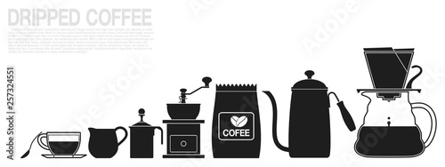 Single color icon of dripped coffee equipment