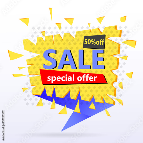 Super Sale and special offer. 50 off. Vector illustration.