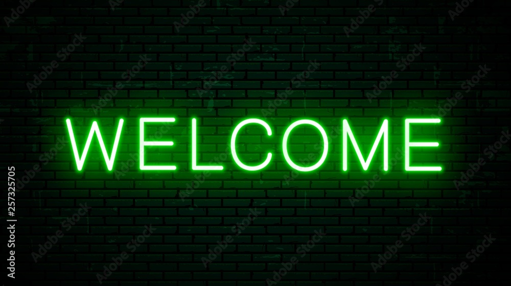 Vector neon inscription welcome for signboard Vector neon inscription welcome for signboard