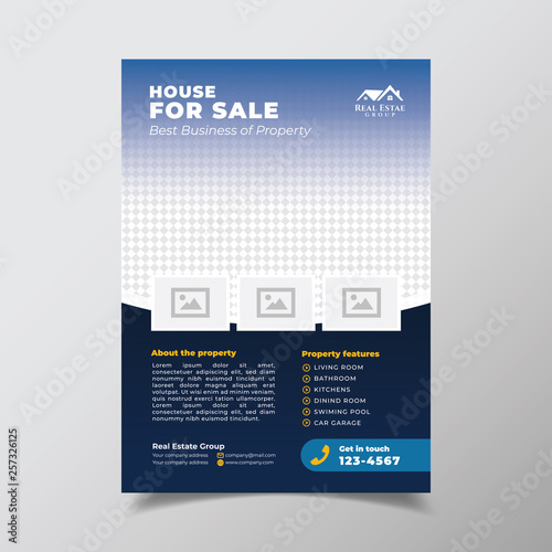 geometric real estate brochure design template. business flyer brochure design template