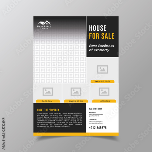 geometric real estate brochure design template. business flyer brochure design template