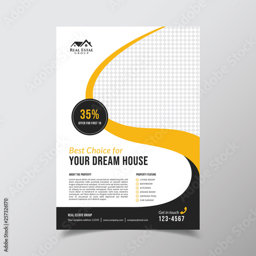 geometric real estate brochure design template. business flyer brochure design template
