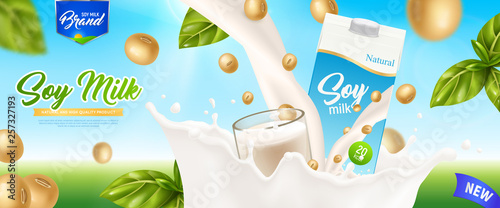 Soy Milk Realistic Poster