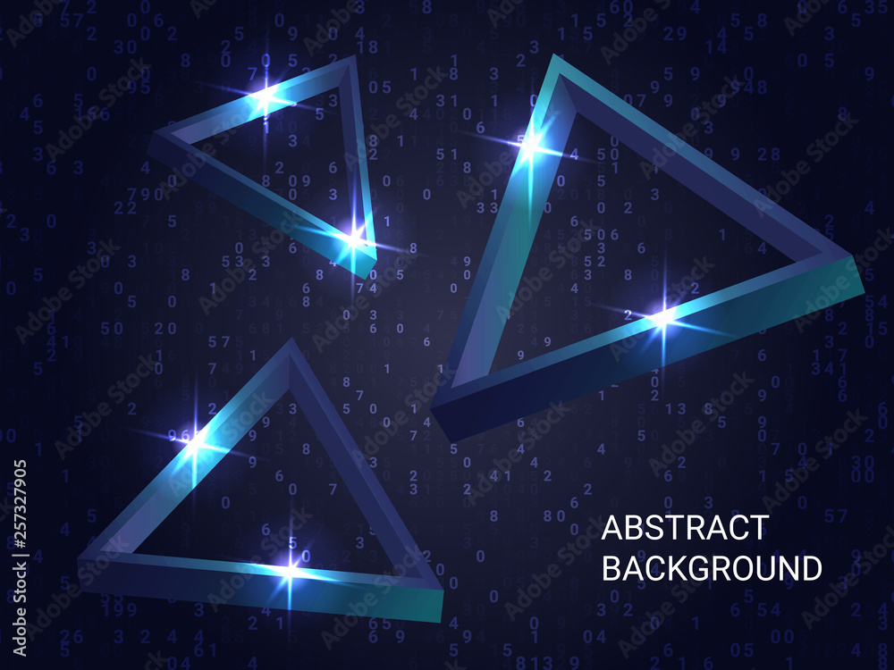 Metal triangles sparkle on the background. Metal triangles sparkle on the background.