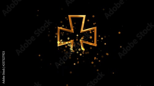 Golden bizantyne cross, christianity religious symbol on transparent background. photo