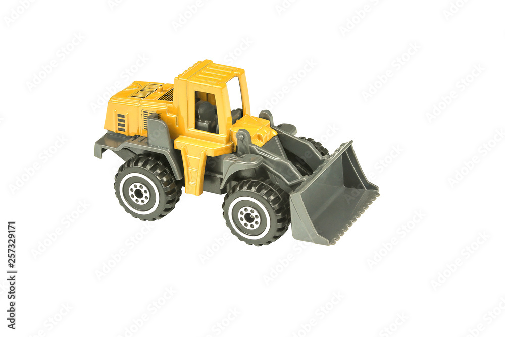 Wheel loader toy isolated on white background with clipping path.. Wheel loader toy isolated on white background with clipping path..