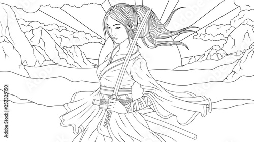 Beautiful samurai girl
