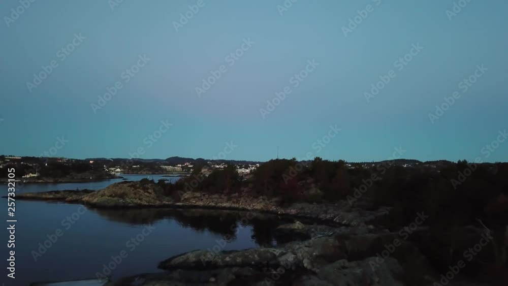 Drone flying over the coast in south of Norway Drone flying over the coast in south of Norway