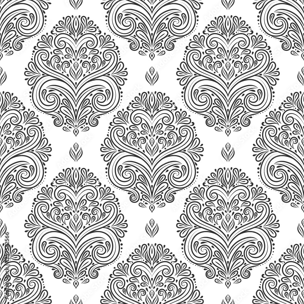 Black and white floral vector seamless pattern, wallpaper. Elegant classic  texture. Luxury ornament. Royal, Victorian, Baroque elements. Great for  fabric and textile, wallpaper, or any desired idea Stock Vector | Adobe  Stock