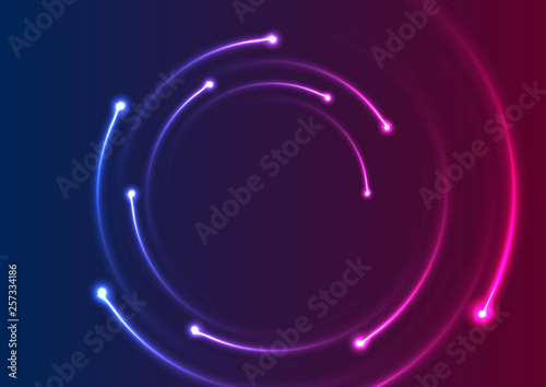 Colorful neon spiral lines abstract background