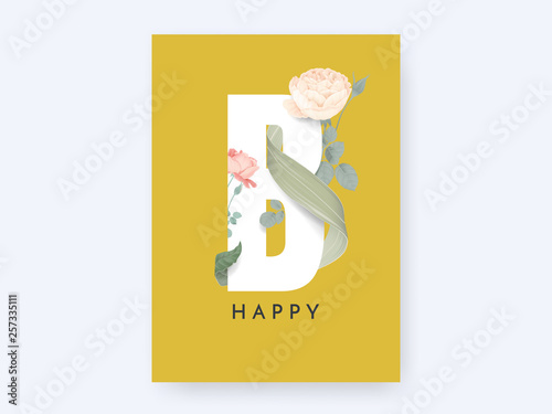 Floral typographic poster, ...