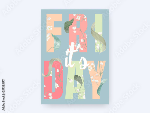 Floral typographic poster, ...