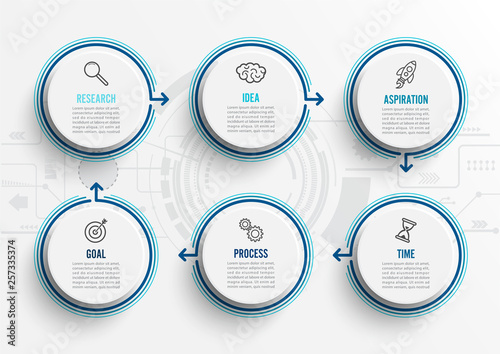 Vector infographic template with icons and 6 options or steps. Infographics for business concept. Can be used for presentations banner, workflow layout, process diagram, flow chart, info graph.