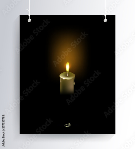 Easter dark composition with the silhouette of a burning candle,