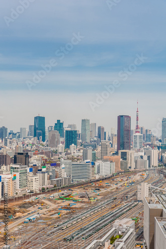 Aerial photography , Cityscape overlooking Tokyo, Japan