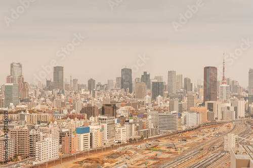 Aerial photography   Cityscape overlooking Tokyo  Japan