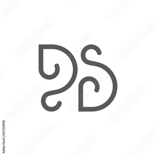 letters ds simple curves line loop design logo