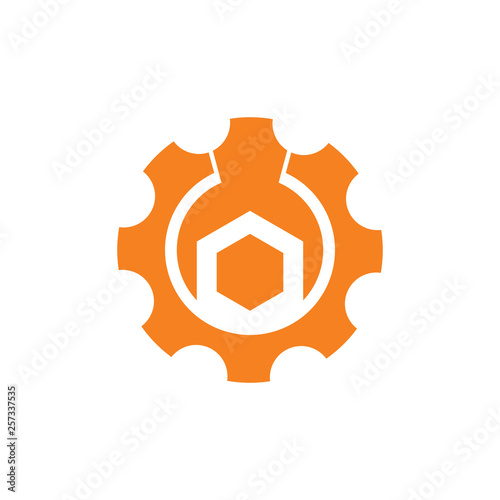 cog machine adjustable wrench logo vector