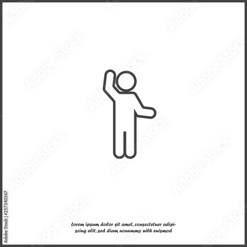 Hands waving gesture silhouette of man. Vector icon gesture on white isolated background.