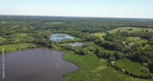 Drone shot over a forest preserve photo