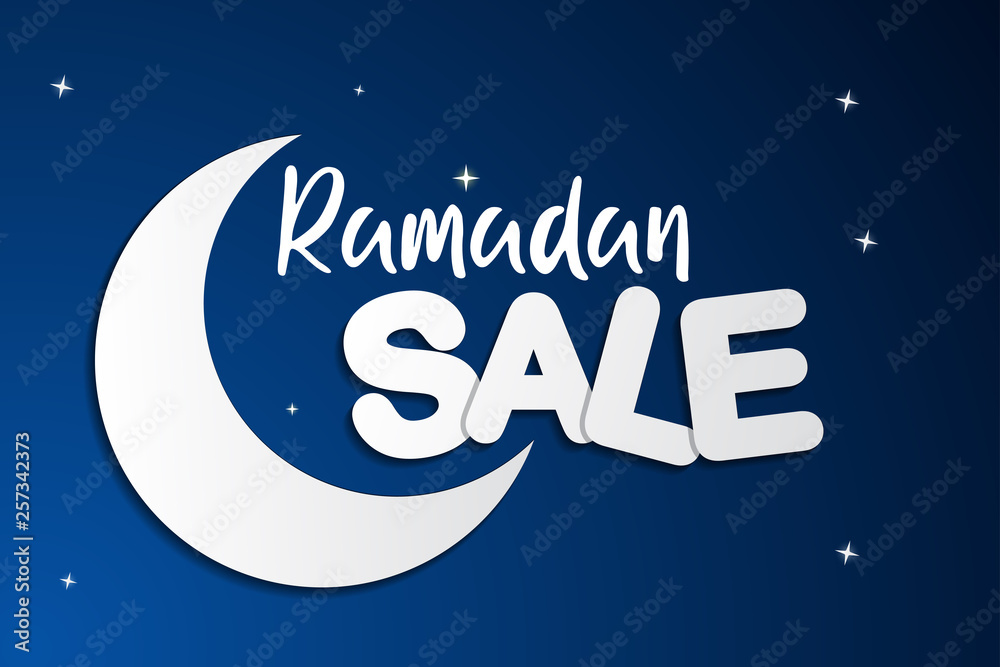 Ramadan Sale paper art style Design Vector. Suitable for Greeting Card, Poster and Banner - Vector