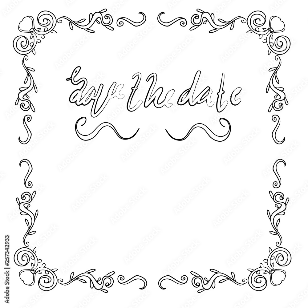 Vintage handdrawn ornate frames, decorative ornaments, flourish and scroll wedding element.vector