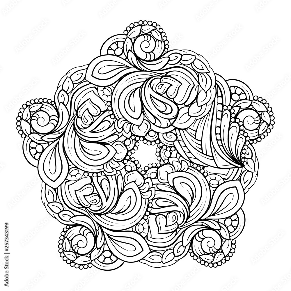 Obraz premium Vector abstract black and white ethnic mandala motif. Star shape.