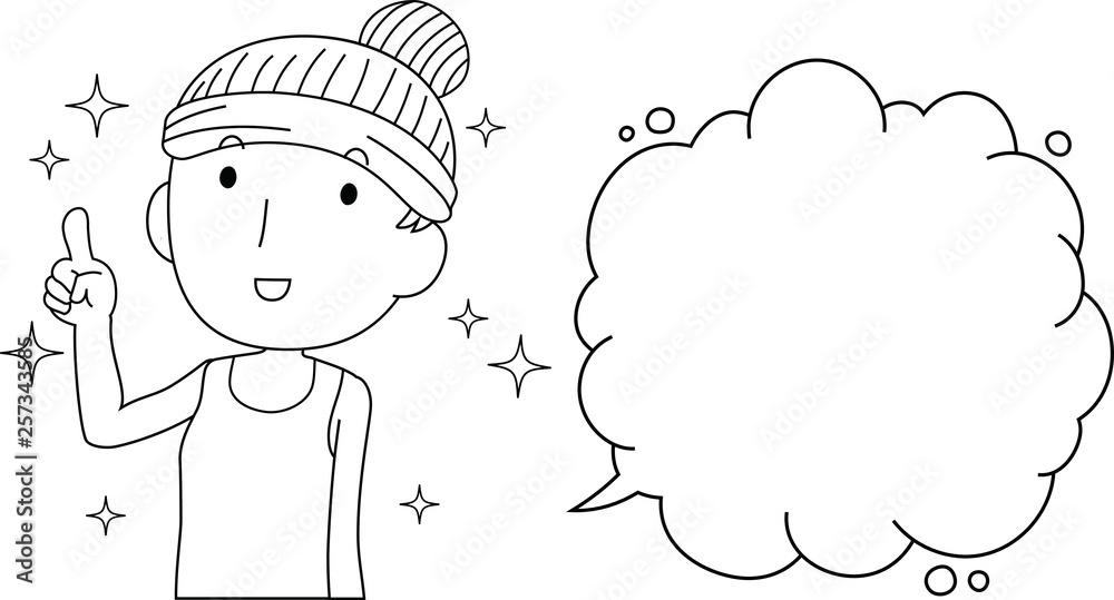 Illustration of a cute lady who is washing the face with Bubble Callout outline Illustration of a cute lady who is washing the face with Bubble Callout outline