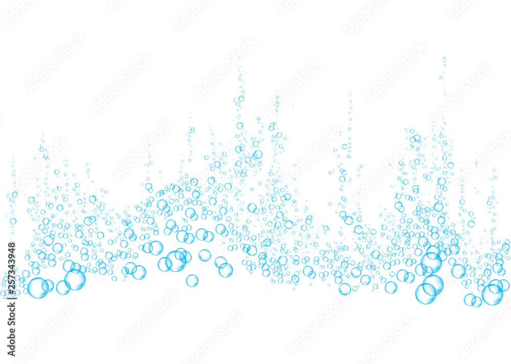 Obraz premium Underwater blue fizzing air bubbles texture.