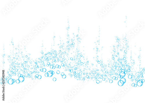 Underwater blue fizzing air bubbles texture.