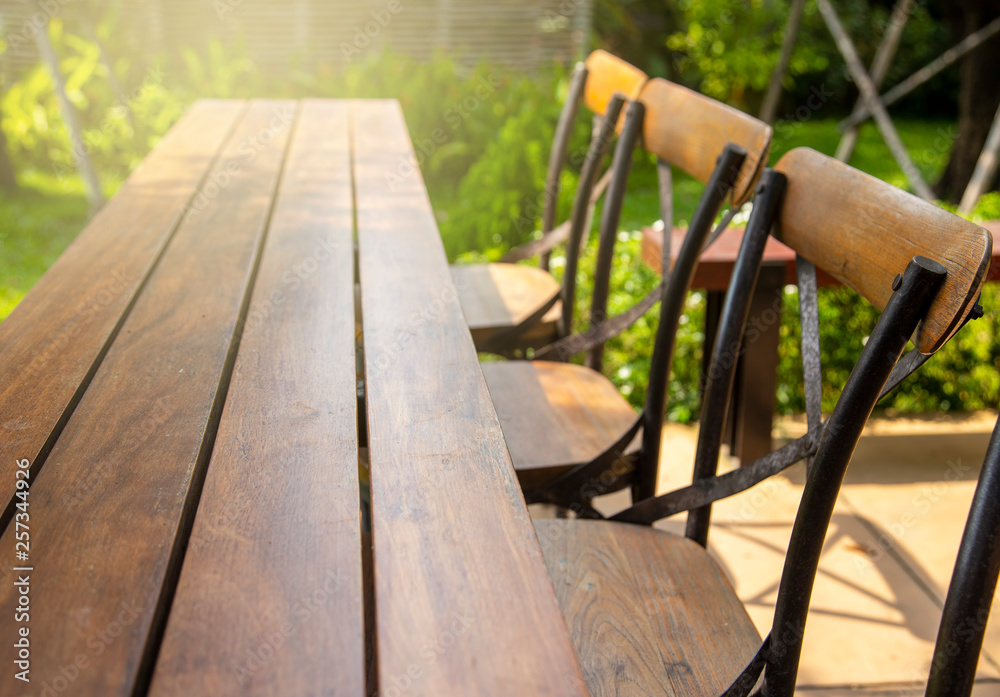 Table and chair in the garden Table and chair in the garden