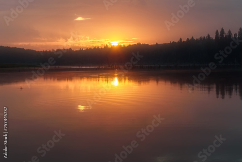lake sunrise sky sun reflection